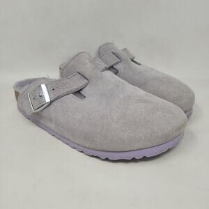 Birkenstock Boston Clogs EU37 US6.5 Purple Suede Shearling Lined Slip On Comfort